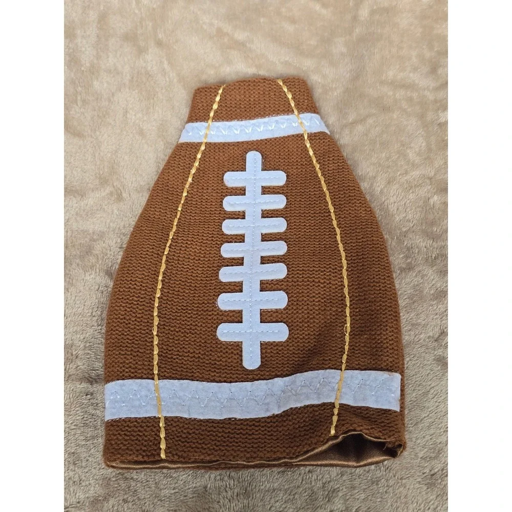 Food Network Football Knit Bottle Cover Brown White Game Day Tailgate Accessory